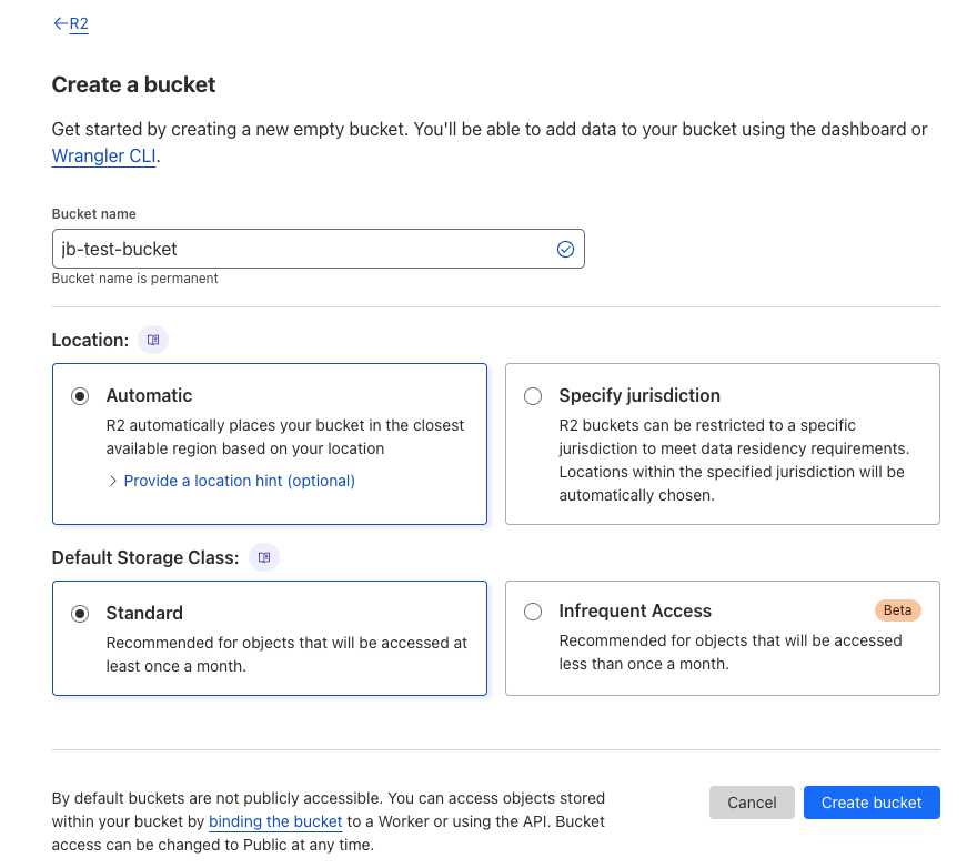 CF Create Bucket