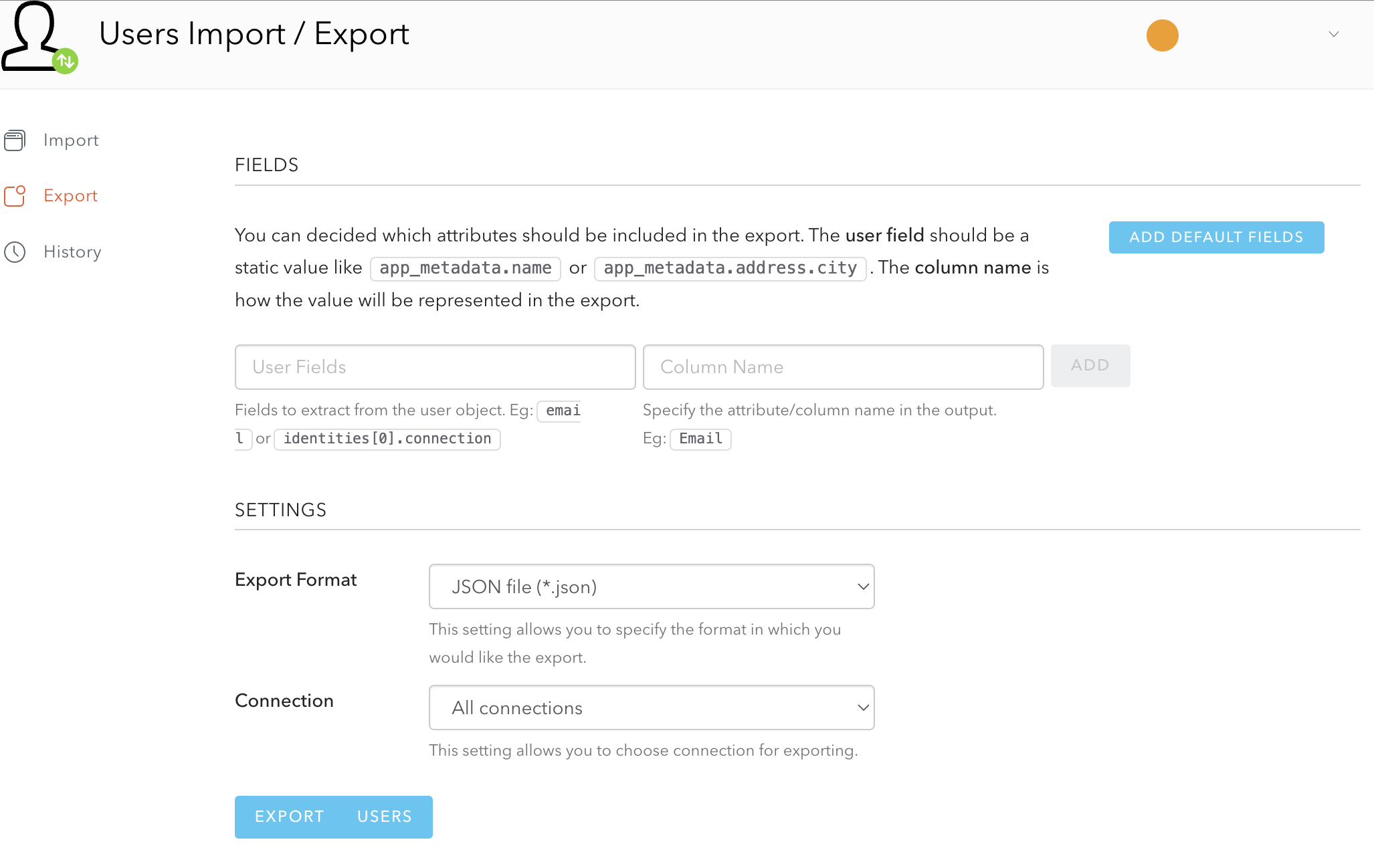 User Export Extension