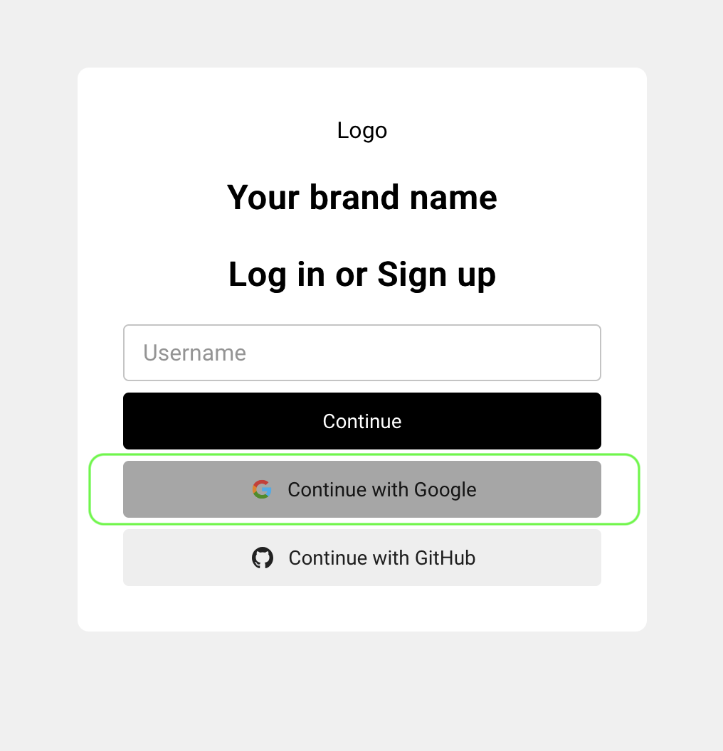 Pangea AuthN Sign Up page with the Continue with Google option highlighted