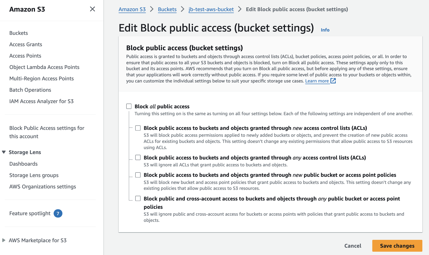 Edit Block Public Access