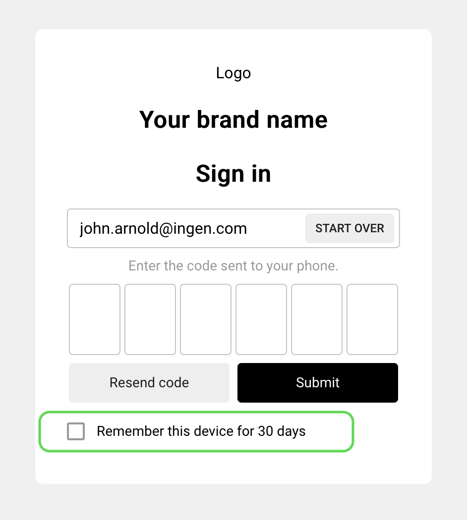 Remember My Device checkbox on the Pangea Hosted Login page